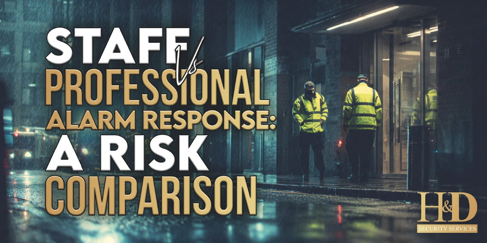 Professional alarm response team attending commercial property